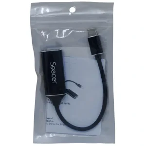 CABLU video SPACER, adaptor USB 3.1 Type-C (T) la HDMI (M), 15cm, rezolutie maxima 4K UHD (3840 x 2160) la 30 Hz, Black, &quot;SP-CM-HDMIF-01&quot; (include TV 0.18lei)