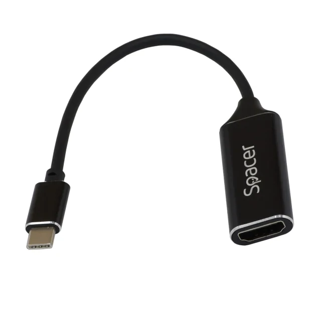 CABLU video SPACER, adaptor USB 3.1 Type-C (T) la HDMI (M), 15cm, rezolutie maxima 4K UHD (3840 x 2160) la 30 Hz, Black, &quot;SP-CM-HDMIF-01&quot; (include TV 0.18lei)