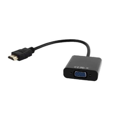 CABLU video SPACER, splitter HDMI (T) la VGA (M) + Jack 3.5mm (T), 15cm, rezolutie maxima Full HD (1920 x 1080) la 60Hz, converteste semnal digital HDMI in analog VGA + cablu audio 3.5 mm jack, negru, &quot;SPC-HDMI-VGA-03&quot;