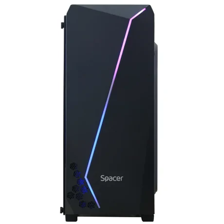 CARCASA  SPACER - gaming, Middle Tower, ATX, &quot;FLASH&quot;, fara sursa, sticla securizata, USB 2.0 x 2, USB 3.0 x 1, PSU shroud, black &quot;SPCS-GC-FLASH&quot;