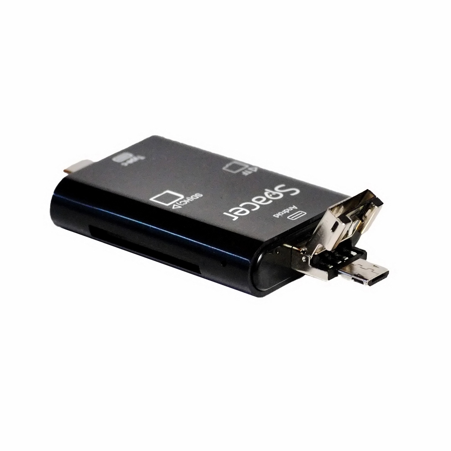 CARD READER extern SPACER, 3 in 1, interfata USB 2.0, USB Type C, Micro-USB, citeste/scrie: SD, micro SD; adaptor USB Type C la USB sau Micro-USB; plastic, negru, "SPCR-309"  (include TV 0.18 lei) thumb