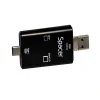 CARD READER extern SPACER, 3 in 1, interfata USB 2.0, USB Type C, Micro-USB, citeste/scrie: SD, micro SD; adaptor USB Type C la USB sau Micro-USB; plastic, negru, &quot;SPCR-309&quot;  (include TV 0.18 lei)