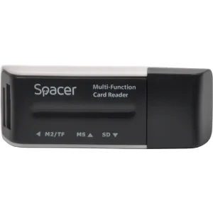 CARD READER extern SPACER, interfata USB 2.0, citeste/scrie: SD, microSD, XS, SM; plastic, black &quot;SPCR-658&quot;