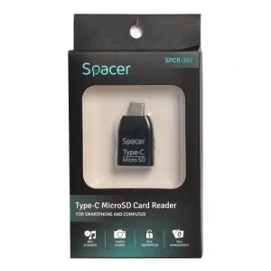 CARD READER extern SPACER, interfata USB Type C, citeste/scrie: micro SD; plastic, negru, &quot;SPCR-307&quot; (include TV 0.03 lei)
