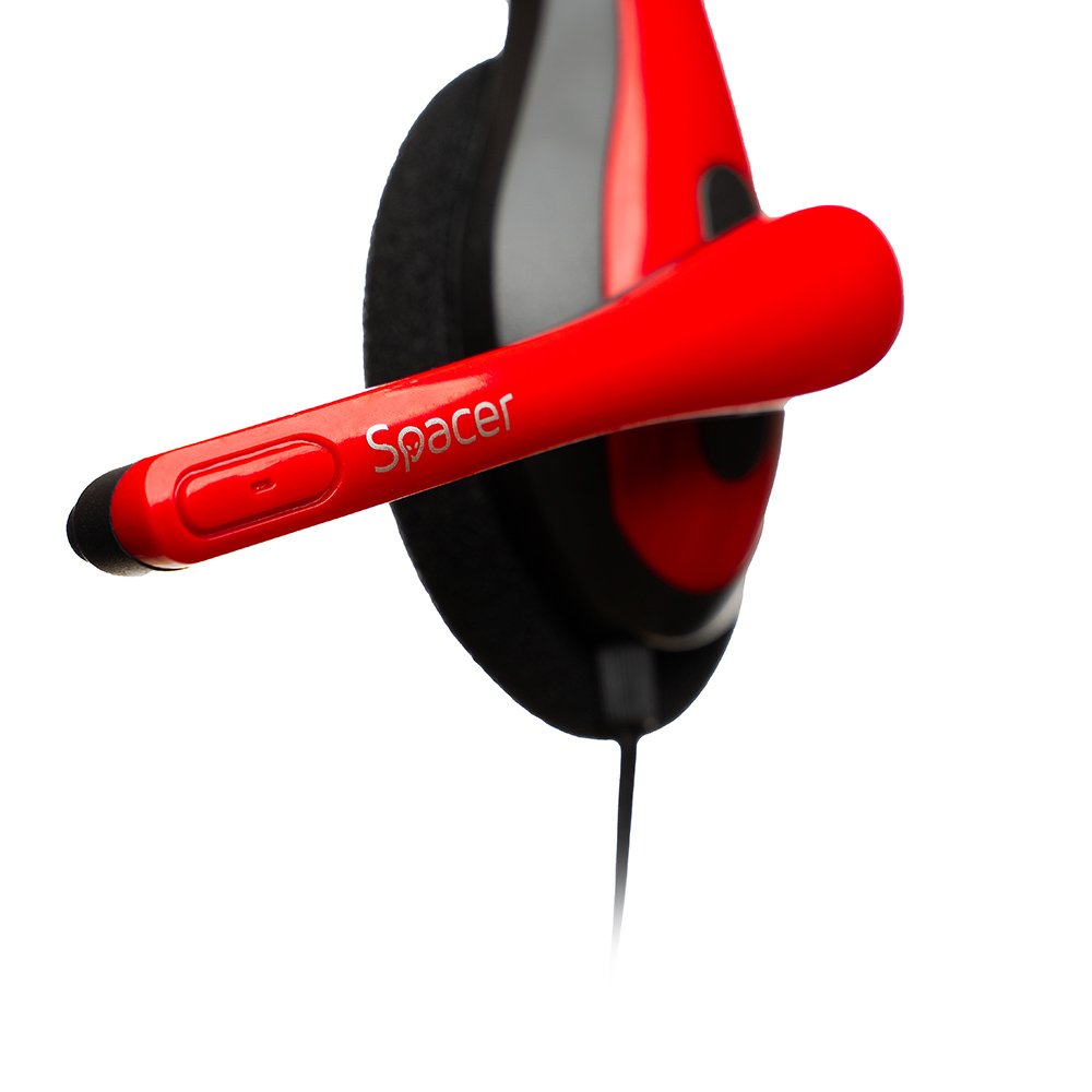 CASTI  Spacer, cu fir, standard, utilizare multimedia, microfon pe brat, conectare prin Jack 3.5 mm x 2, negru / rosu, "SPK-507", thumb