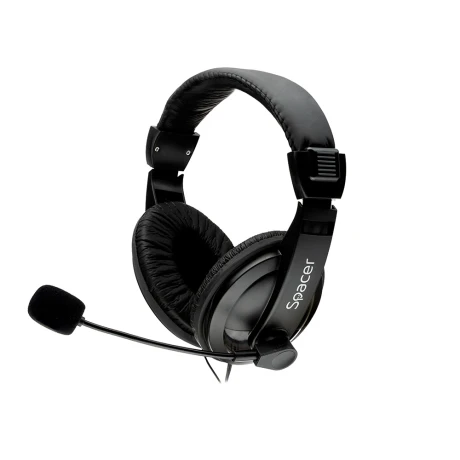 CASTI  Spacer, cu fir, standard, utilizare multimedia, microfon pe brat, conectare prin Jack 3.5 mm x 2, negru, &quot;SPK-222&quot;,
