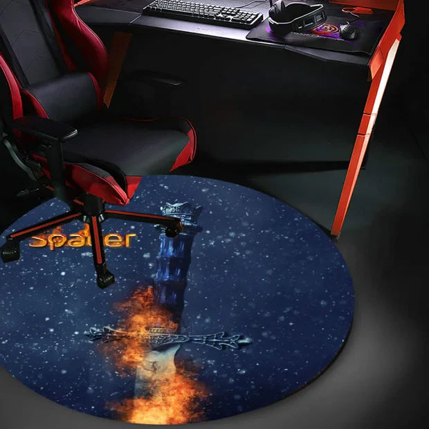 Covor pentru scaun gaming SPACER, protectie parchet, cauciuc si material textil, 1200 x 3mm, rotund, SWORD &quot;SPFP-SWORD-120&quot;