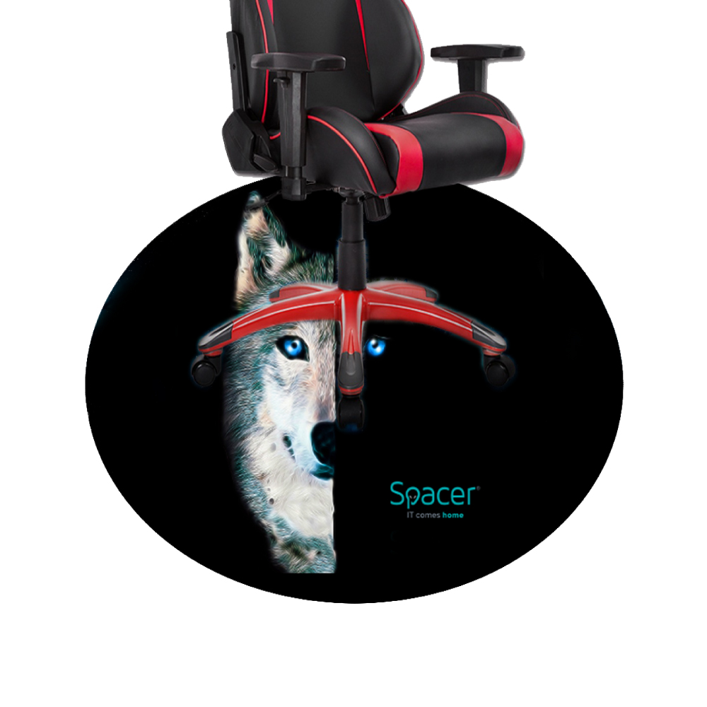 Covor pentru scaun gaming SPACER, protectie parchet, cauciuc si material textil, 1200 x 3mm, rotund, WOLF "SPFP-WOLF-120" thumb