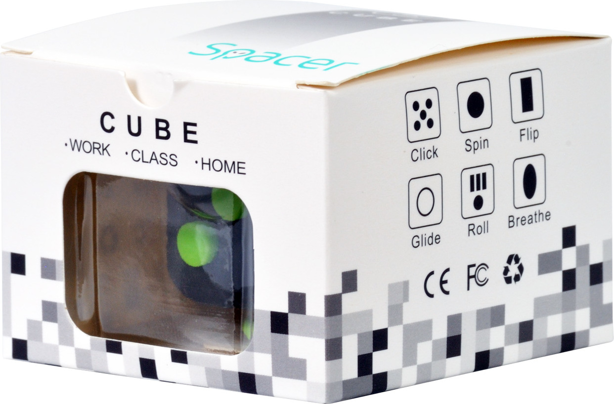 CUB ANTISTRES SPACER, FIDGET, black cu butoane green, "SP-CUBE-FGET" thumb