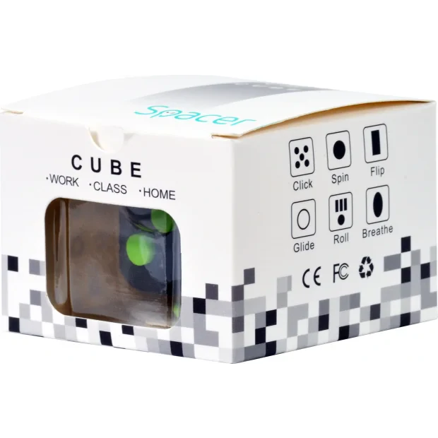 CUB ANTISTRES SPACER, FIDGET, black cu butoane green, &quot;SP-CUBE-FGET&quot;