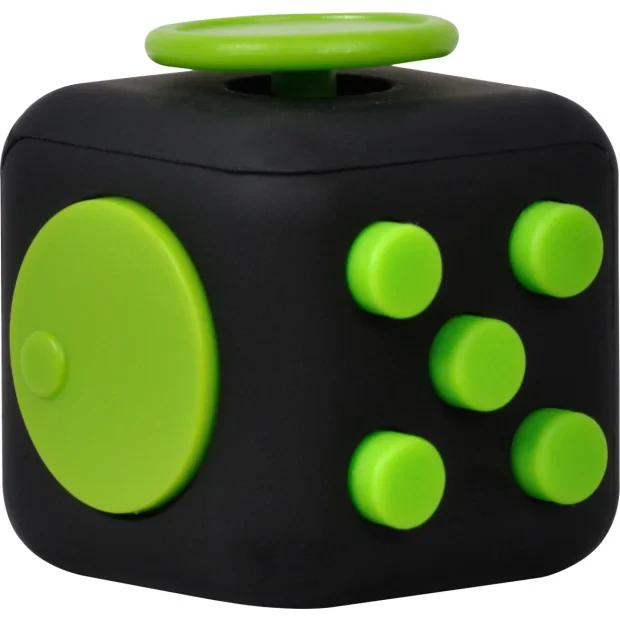 CUB ANTISTRES SPACER, FIDGET, black cu butoane green, &quot;SP-CUBE-FGET&quot;