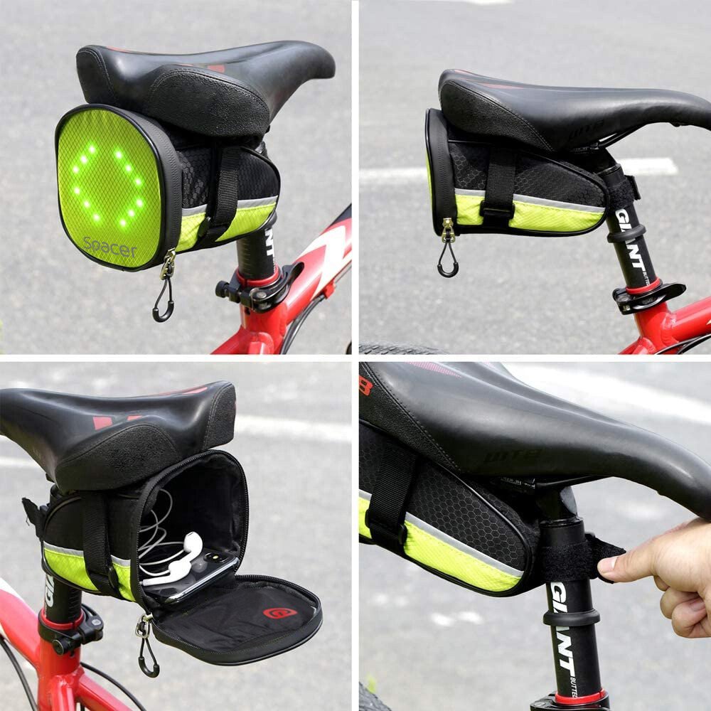 GEANTA reflectorizanta SPACER pentru Bicicleta, cu semnalizare LED prin telecomanda si de montat la sa, "SPBB-LEDSign" (include TV 0.18 lei) thumb