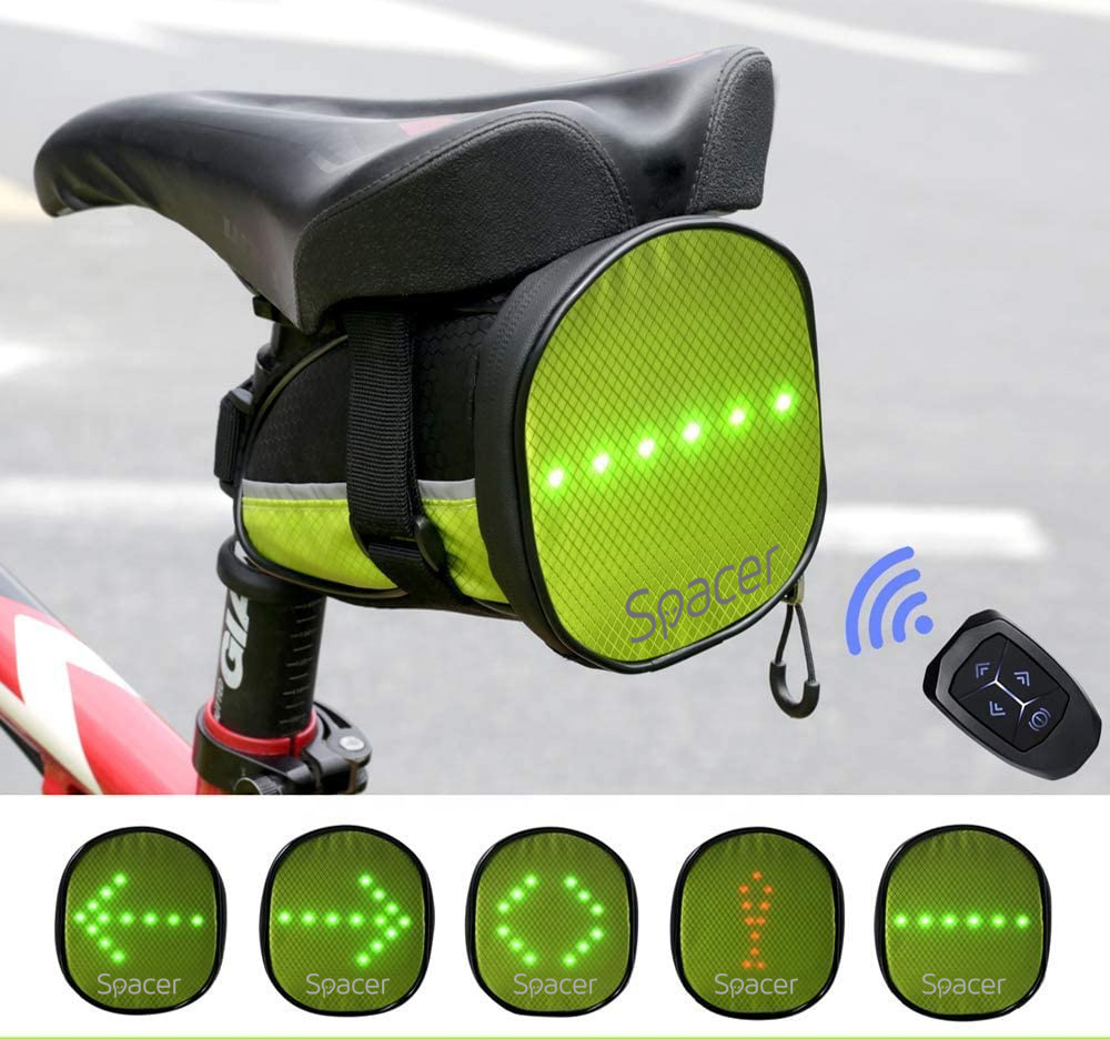 GEANTA reflectorizanta SPACER pentru Bicicleta, cu semnalizare LED prin telecomanda si de montat la sa, "SPBB-LEDSign" (include TV 0.18 lei) thumb