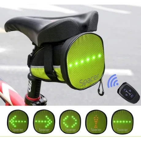 GEANTA reflectorizanta SPACER pentru Bicicleta, cu semnalizare LED prin telecomanda si de montat la sa, &quot;SPBB-LEDSign&quot; (include TV 0.18 lei)