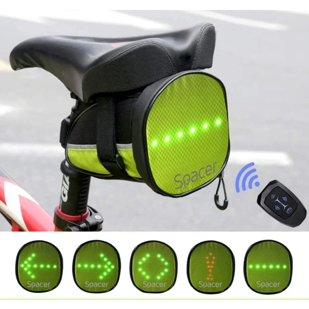 GEANTA reflectorizanta SPACER pentru Bicicleta, cu semnalizare LED prin telecomanda si de montat la sa, &quot;SPBB-LEDSign&quot; (include TV 0.18 lei)