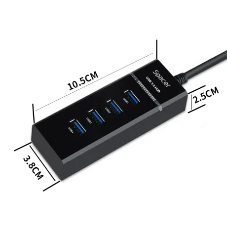 HUB extern SPACER, porturi USB: USB 3.0 x 4, conectare prin USB 3.0, negru, &quot;SPH-4USB30-01&quot;