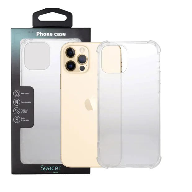 HUSA SMARTPHONE Spacer pentru Iphone 12 Pro Max, grosime 1.5mm, protectie suplimentara antisoc la colturi, material flexibil TPU, transparenta &quot;SPPC-AP-IP12PM-CLR&quot;
