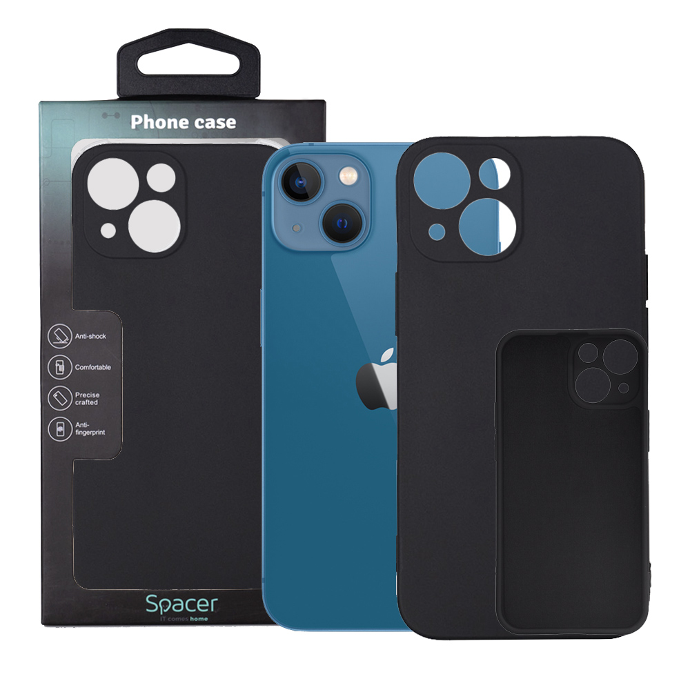HUSA SMARTPHONE Spacer pentru Iphone 13 Mini, grosime 2mm, material flexibil silicon + interior cu microfibra, negru "SPPC-AP-IP13M-SLK" thumb