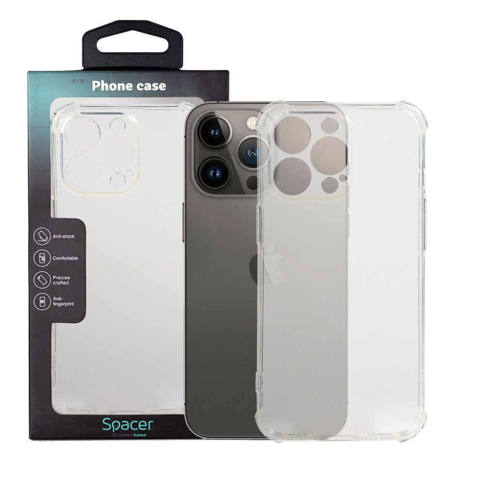 HUSA SMARTPHONE Spacer pentru Iphone 13 Pro Max, grosime 1.5mm, protectie suplimentara antisoc la colturi, material flexibil TPU, transparenta "SPPC-AP-IP13PM-CLR" thumb