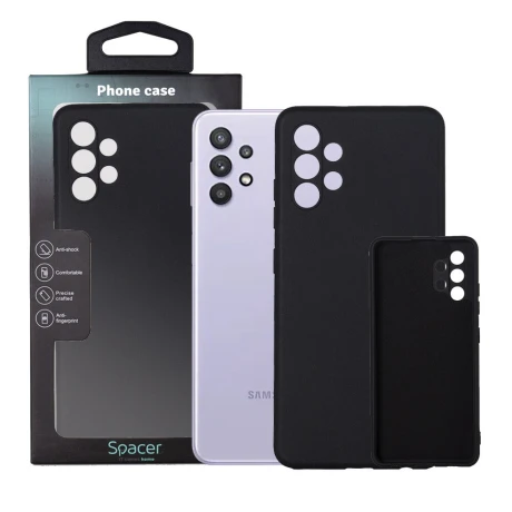 HUSA SMARTPHONE Spacer pentru Samsung Galaxy A32 4G, grosime 2mm, material flexibil silicon + interior cu microfibra, negru &quot;SPPC-SM-GX-A324G-SLK&quot;