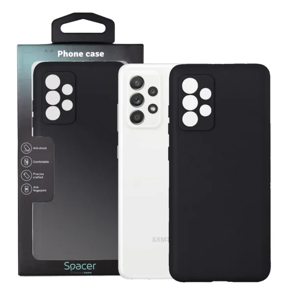 HUSA SMARTPHONE Spacer pentru Samsung Galaxy A52S, grosime 2mm, material flexibil silicon + interior cu microfibra, negru &quot;SPPC-SM-GX-A52S-SLK&quot;