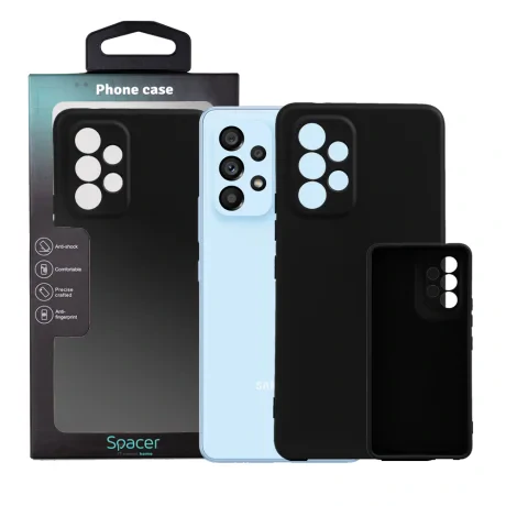 HUSA SMARTPHONE Spacer pentru Samsung Galaxy A53, grosime 2mm, material flexibil silicon + interior cu microfibra, negru &quot;SPPC-SM-GX-A53-SLK&quot;