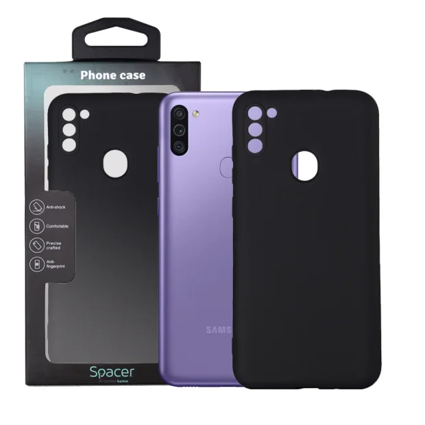 HUSA SMARTPHONE Spacer pentru Samsung Galaxy M11, grosime 2mm, material flexibil silicon + interior cu microfibra, negru &quot;SPPC-SM-GX-M11-SLK&quot;