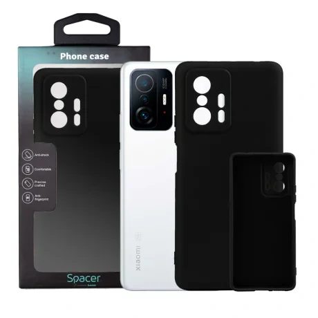 HUSA SMARTPHONE Spacer pentru Xiaomi 11T, grosime 2mm, material flexibil silicon + interior cu microfibra, negru "SPPC-XI-11T-SLK"