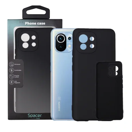 HUSA SMARTPHONE Spacer pentru Xiaomi Mi 11 5G, grosime 2mm, material flexibil silicon + interior cu microfibra, negru "SPPC-XI-MI-115G-SLK"