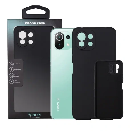 HUSA SMARTPHONE Spacer pentru Xiaomi Mi 11 Lite 5G, grosime 2mm, material flexibil silicon + interior cu microfibra, negru "SPPC-XI-MI-11L5G-SLK"