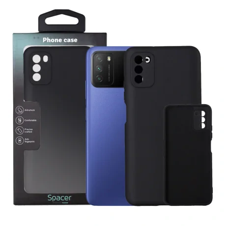 HUSA SMARTPHONE Spacer pentru Xiaomi Pocophone M3, grosime 2mm, material flexibil silicon + interior cu microfibra, negru &quot;SSPPC-XI-PC-M3-SLK&quot;