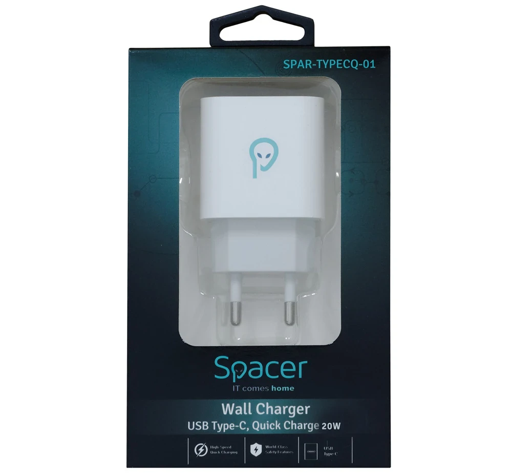INCARCATOR retea SPACER Quick Charge 20W, USB Type-C "SPAR-TYPECQ-01" thumb