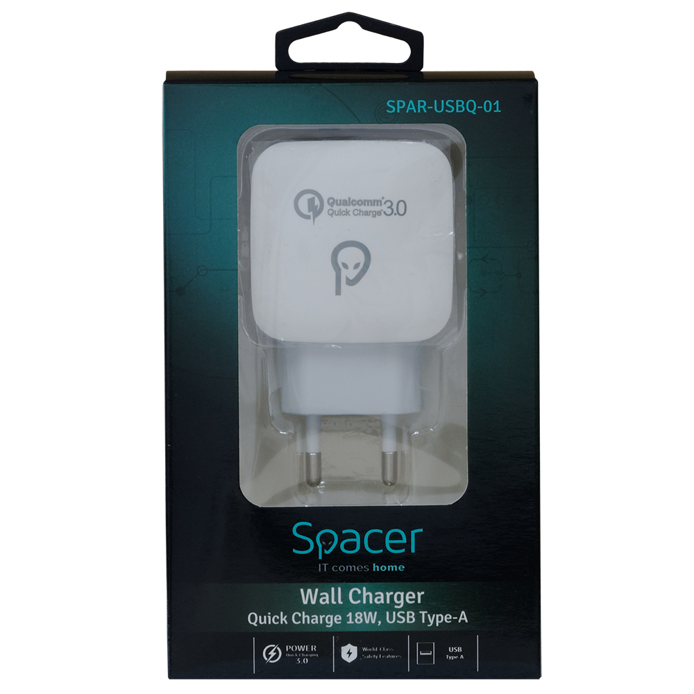 INCARCATOR retea SPACER Quick Charge 3.0 18W, 1 x USB "SPAR-USBQ-01" thumb