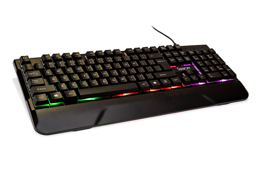 KIT gaming SPACER USB INVICTUS, tastatura RGB rainbow + mouse optic 7 culori, black, "SPGK-INVICTUS"   (include TV 0.8lei) thumb