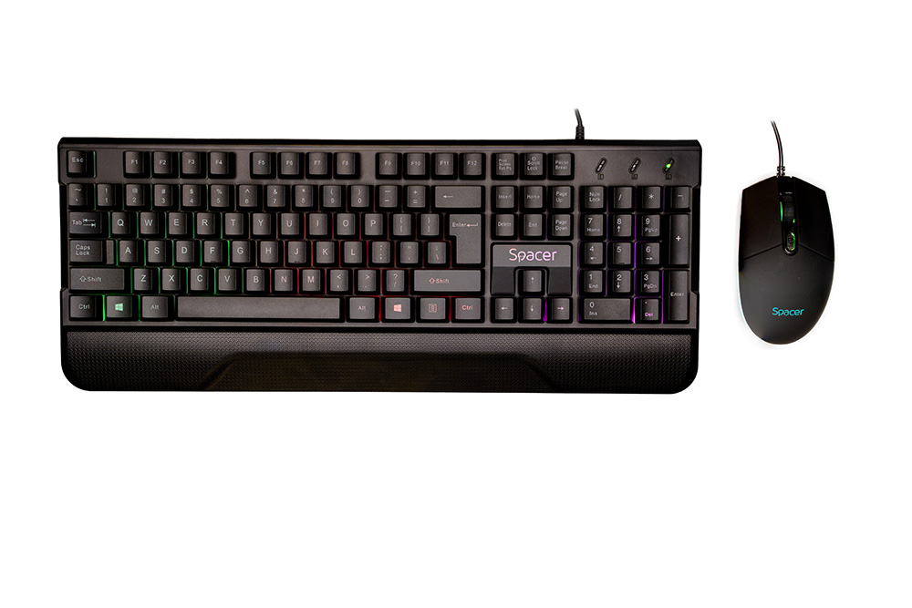 KIT gaming SPACER USB INVICTUS, tastatura RGB rainbow + mouse optic 7 culori, black, "SPGK-INVICTUS"   (include TV 0.8lei) thumb