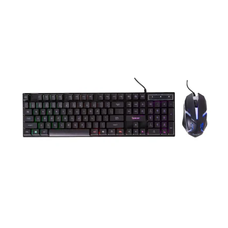 KIT gaming SPACER USB, tastatura RGB rainbow + mouse optic 7 culori, black, &quot;SP-GK-01&quot;
