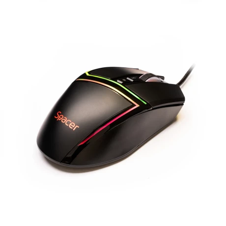 MOUSE Spacer - gaming, gaming, cu fir, USB, optic, 12.000 dpi, butoane/scroll 7/1, iluminare RGB, negru, &quot;SPGM-ALIEN-PRO&quot;
