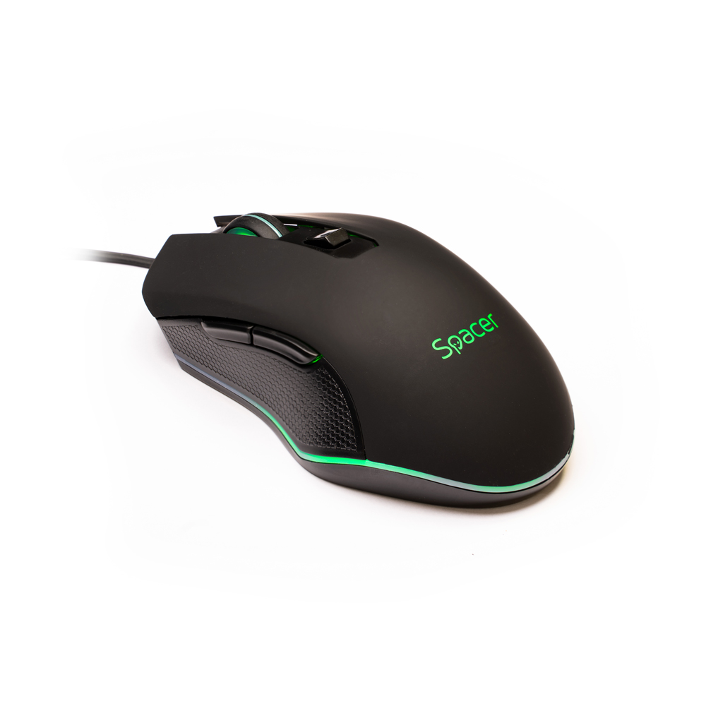 MOUSE  Spacer - gaming, gaming, cu fir, USB, optic, 2400 dpi, butoane/scroll 6/1, iluminare, negru, "SP-GM-01" (include TV 0.18lei) thumb