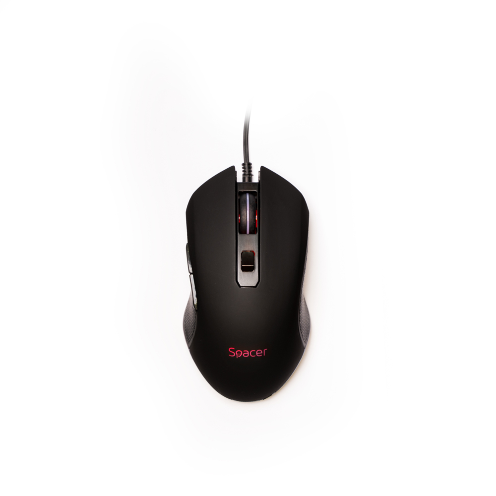 MOUSE  Spacer - gaming, gaming, cu fir, USB, optic, 2400 dpi, butoane/scroll 6/1, iluminare, negru, "SP-GM-01" (include TV 0.18lei) thumb