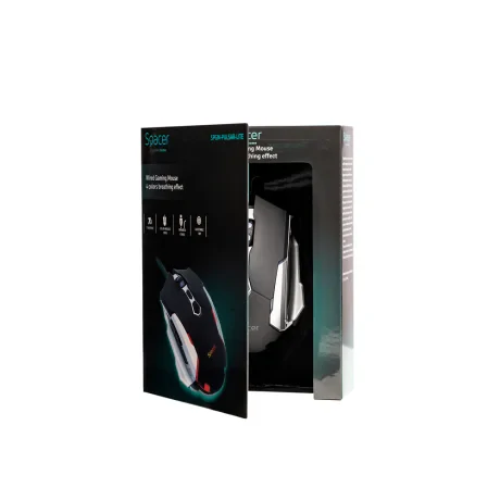 MOUSE Spacer - gaming, gaming, cu fir, USB, optic, 3.200 dpi, butoane/scroll 7/1, iluminare, negru, &quot;SPGM-PULSAR-LITE&quot;