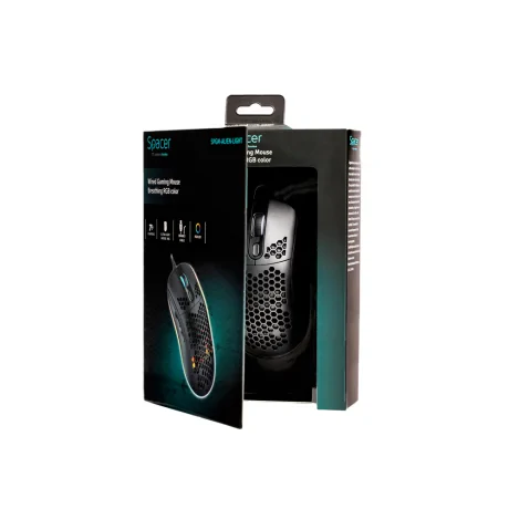 MOUSE Spacer - gaming, gaming, cu fir, USB, optic, 6.400 dpi, butoane/scroll 6/1, iluminare RGB, negru, &quot;SPGM-ALIEN-LIGHT&quot;