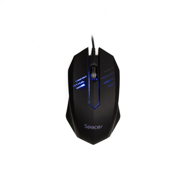 MOUSE  Spacer, PC sau NB, cu fir, USB, optic, 1000 dpi, butoane/scroll 3/1, iluminare, negru, &quot;SPMO-M20&quot; (include TV 0.18lei)