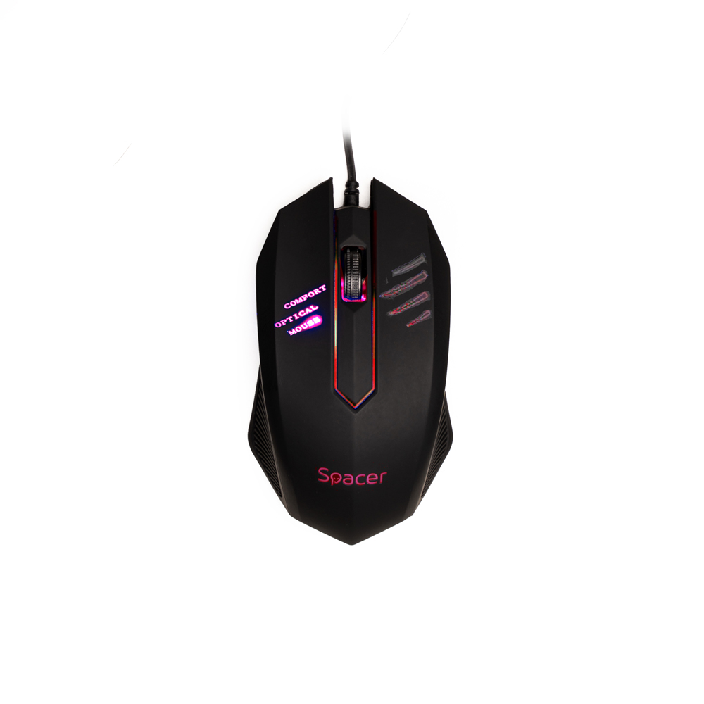 MOUSE  Spacer, PC sau NB, cu fir, USB, optic, 1000 dpi, butoane/scroll 3/1, iluminare, negru, "SPMO-M20" (include TV 0.18lei) thumb
