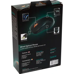 MOUSE  Spacer, PC sau NB, cu fir, USB, optic, 1000 dpi, butoane/scroll 3/1, , negru, &quot;SPMO-F01&quot;