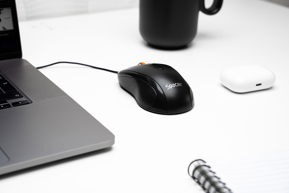 MOUSE  Spacer, PC sau NB, cu fir, USB, optic, 1000 dpi, butoane/scroll 3/1, , negru, "SPMO-F01" thumb