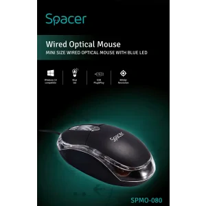 MOUSE  Spacer, PC sau NB, cu fir, USB, optic,  800 dpi, butoane/scroll 3/1, , negru, &quot;SPMO-080&quot; 45503289