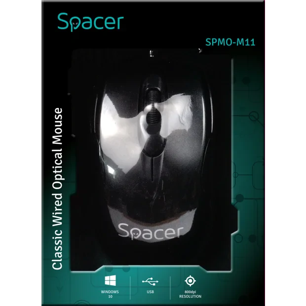 MOUSE  Spacer, PC sau NB, cu fir, USB, optic,  800 dpi, butoane/scroll 3/1, , negru, &quot;SPMO-M11&quot;