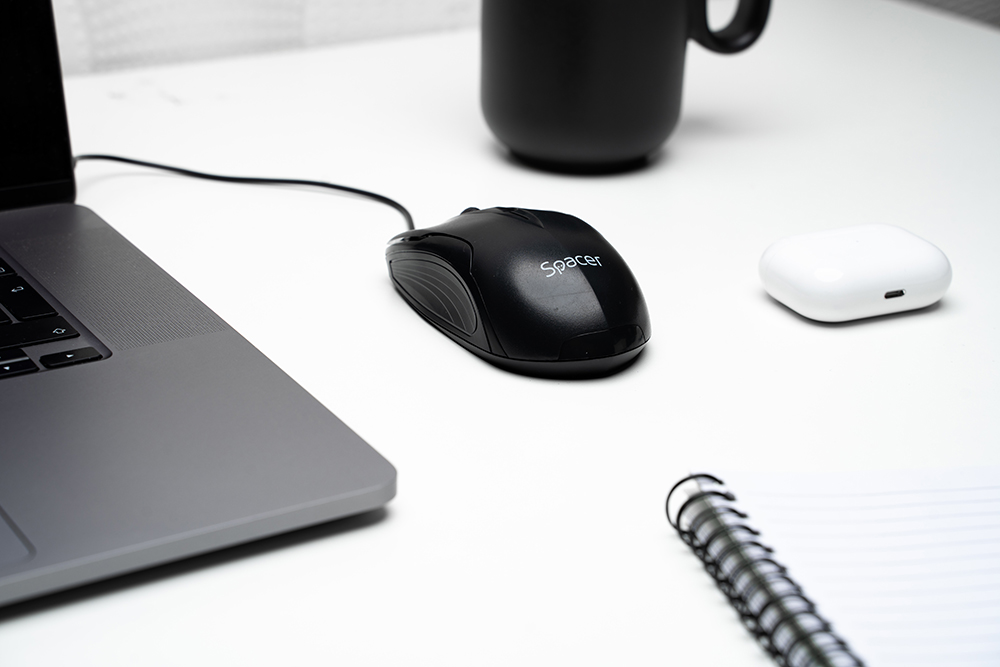 MOUSE  Spacer, PC sau NB, cu fir, USB, optic,  800 dpi, butoane/scroll 3/1, , negru, "SPMO-M11" thumb