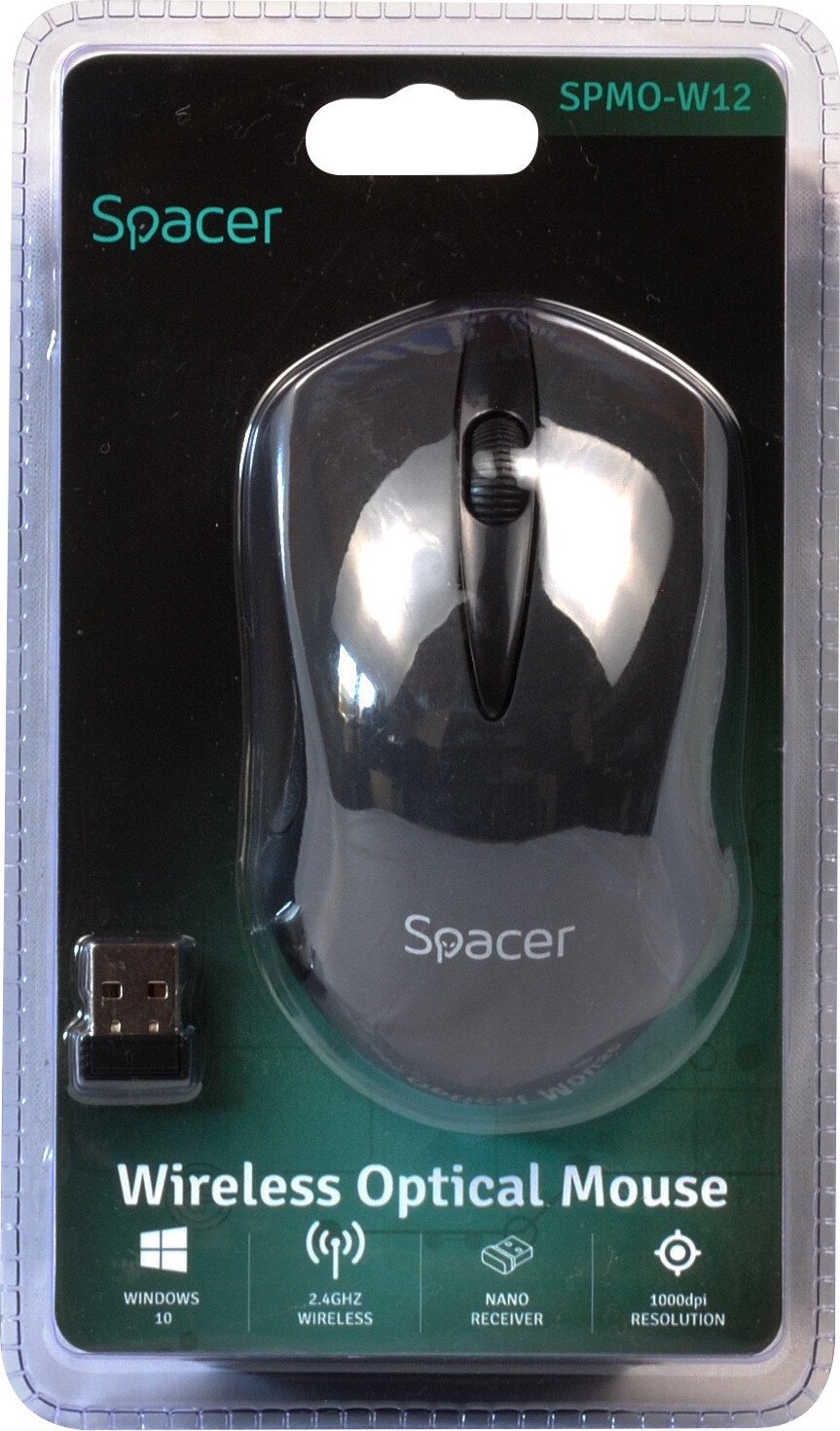 MOUSE  Spacer, PC sau NB, wireless, 2.4GHz, optic, 1000 dpi, butoane/scroll 3/1, , negru, "SPMO-W12" (include TV 0.18lei) thumb