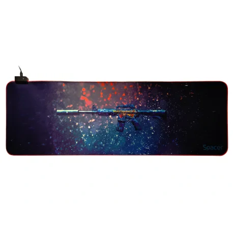 MousePAD RGB SPACER gaming, cauciuc si material textil, 900 x 300 x 3 mm, 1.8 m lungime cablu, imagine &quot;SP-PAD-GAME-RGB-PICT&quot; (include TV 0.6 lei)